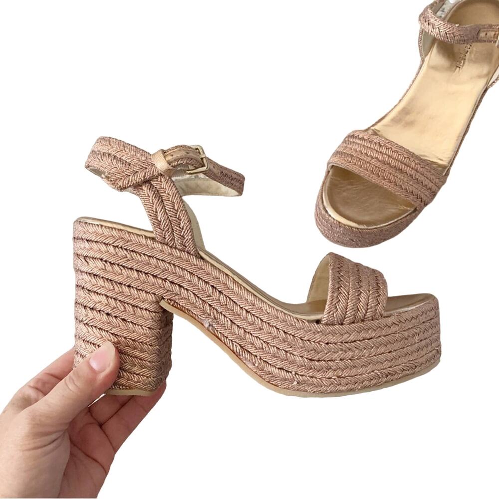 Jeffrey Campbell Asueto Platform Espadrille Sandal 9 Rose Gold NEW - Picture 2 of 9